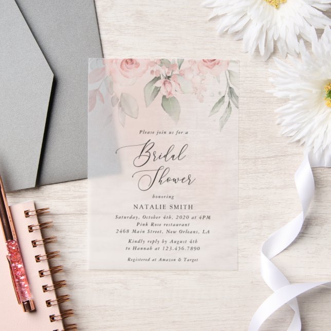 Invitations En Vélin Fleurs Rouges, Fleurs Roses, Boho, Fête des mariée (Mariage)