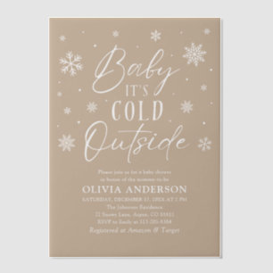 Invitations En Vélin Flocon de neige beige bébé Il fait froid Baby show