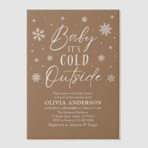 Invitations En Vélin Flocon de neige beige bébé Il fait froid Baby show
