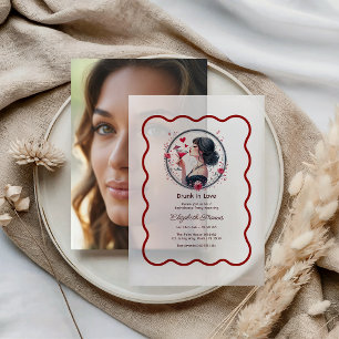 Invitations En Vélin Folle Amoureuse Cocktail Romantique Enterrement de