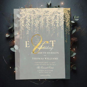 Invitations En Vélin Forêt Enchantée Suspendue Mariage Vert Doré