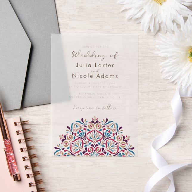 Invitations En Vélin Fragrance florale vibrante Délice Mandala Mariage (Mariage)