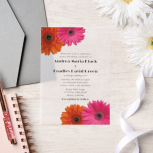 Invitations En Vélin Gerbera Gerber Daisy Mariage rose orange