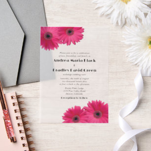 Invitations En Vélin Gerbera rose Gerber Daisy Mariage