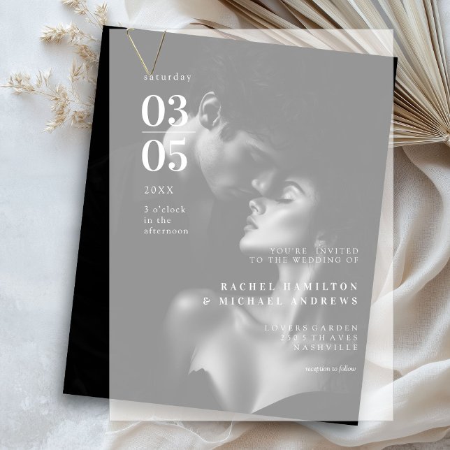 Invitations En Vélin Gras, Minimal, Trending, Mariage (Minimal, Modern, Wedding, Vellum Invitations)