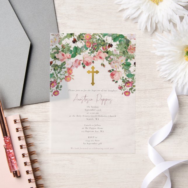 Invitations En Vélin Grec Orthodoxe baptême fille Baptême (Mariage)