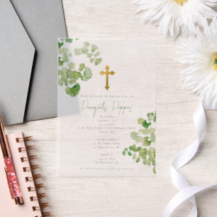 Invitations En Vélin Grec Orthodoxe Baptême Vert