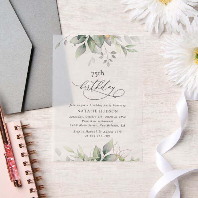 Invitations En Vélin Greenery, Eucalyptus Leaves, Boho, Birthday (Mariage)