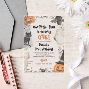 Invitations En Vélin Halloween Notre Petit Boo 1ère fête d'anniversaire
