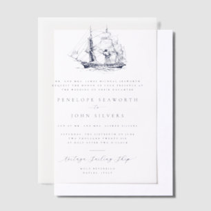 Invitations En Vélin Illustration de navire nautique élégant pour maria