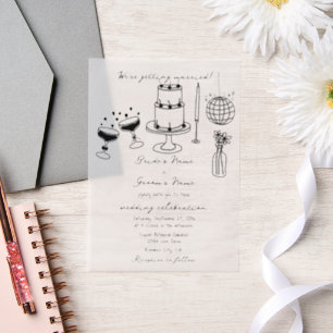 Invitations En Vélin Illustrations noires dessinées à la main Doodles M