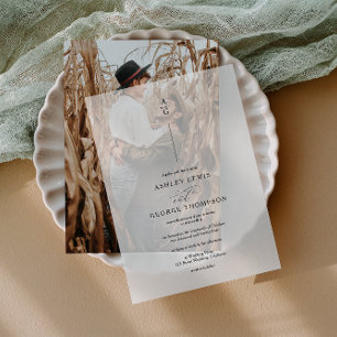 Invitations En Vélin Initiales élégantes Noir Moderne Chic Mariage