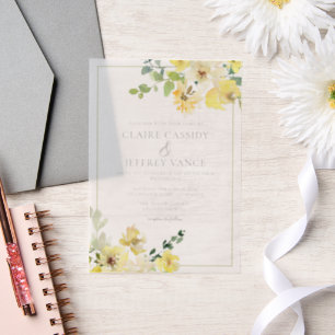Invitations En Vélin Jardin d'été fleuri Jaune délicieuse Mariage