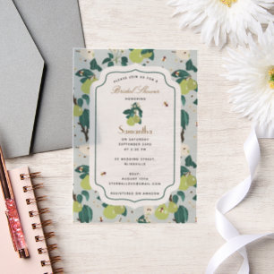 Invitations En Vélin Jardin Floral Botanique des Poires Abeilles Fête d