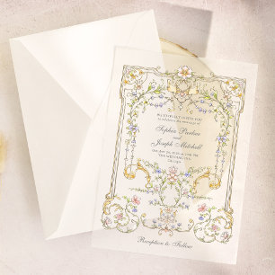Invitations En Vélin Jardin vintage   Mariage Luxe coloré