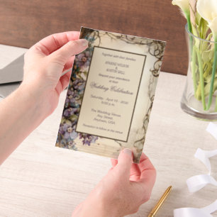 Invitations En Vélin Jasmine Bleue Florale Encadrée