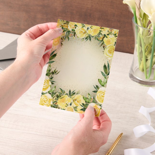 Invitations En Vélin Jaune Floral verdure or Parties scintillant Vellum (Ordinateur de poche)