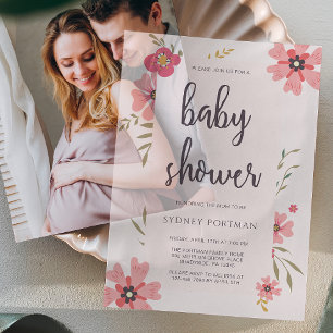 Invitations En Vélin Joli Baby shower Floral rose