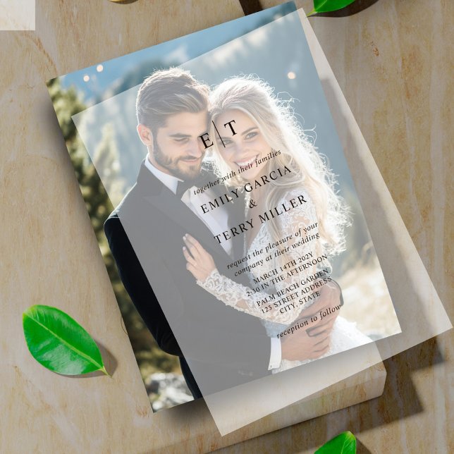 Invitations En Vélin L'heure d'or Grace moderne Monogramme Mariage (Créateur téléchargé)