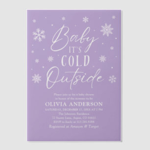 Invitations En Vélin Lilac Snowflake Baby Il fait froid Baby shower ext