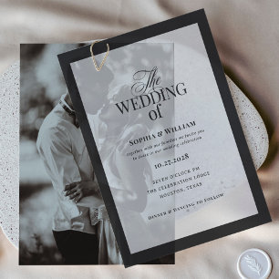 Invitations En Vélin Luxe classique   Élégant Mariage de cadre noir