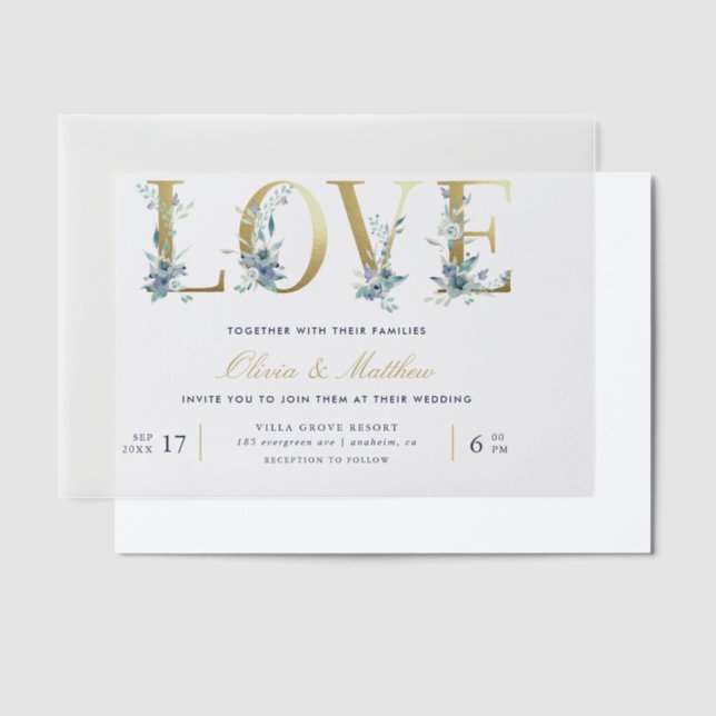 Invitations En Vélin Luxe Floral Love Mariage (Compenser)