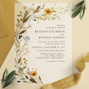 Invitations En Vélin Magnifique Fleur Sauvage Mariage Floral Rustique