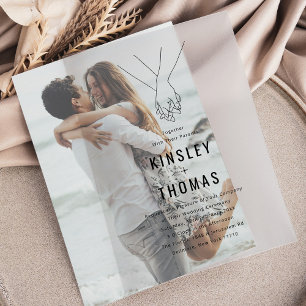 Invitations En Vélin Mariage à main détendue minimaliste