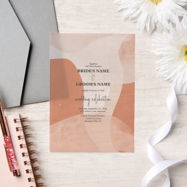 Invitations En Vélin Mariage Abstrait en terre cuite de Bohême (Mariage)