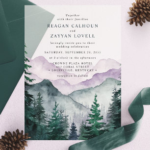 Invitations En Vélin Mariage Aquarelle Romance Montagne Nebuleuse