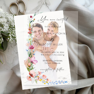 Invitations En Vélin Mariage calligraphié de fleurs sauvages aquarelle