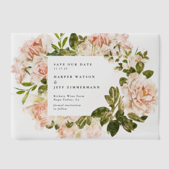 Invitations En Vélin Mariage Classique Floral Rose Formel Enregistrer L (Recto)