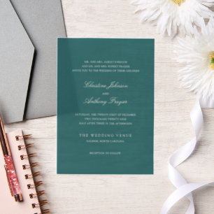 Invitations En Vélin Mariage Classique Teal Ancien Argent