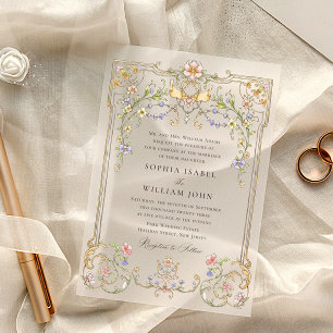 Invitations En Vélin Mariage de charpente florale de Grace Orné Victori