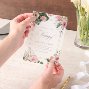 Invitations En Vélin Mariage de destination tropical sur une plage en o