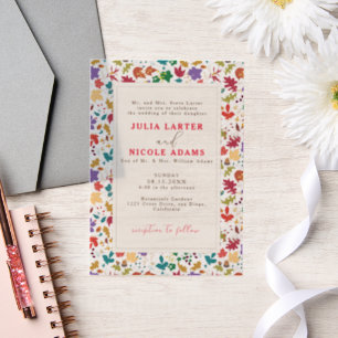 Invitations En Vélin Mariage de fleurs de prés pourpre jaune moutarde d