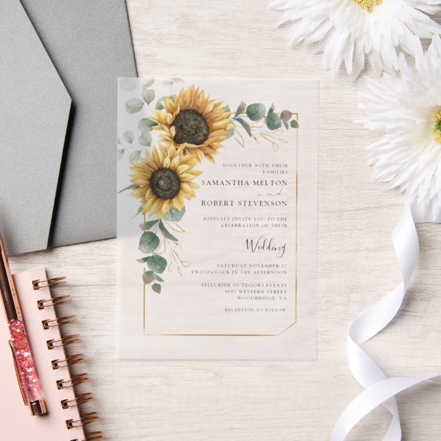 Invitations En Vélin Mariage de fleurs de tournesol (Mariage)