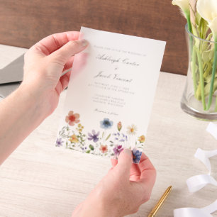 Invitations En Vélin Mariage de jardin printanier joli à l'aquarelle av