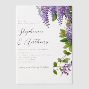 Invitations En Vélin Mariage de la glycine violette à pendaison botaniq