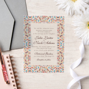 Invitations En Vélin Mariage de luxe fantaisiste style floral ivoire