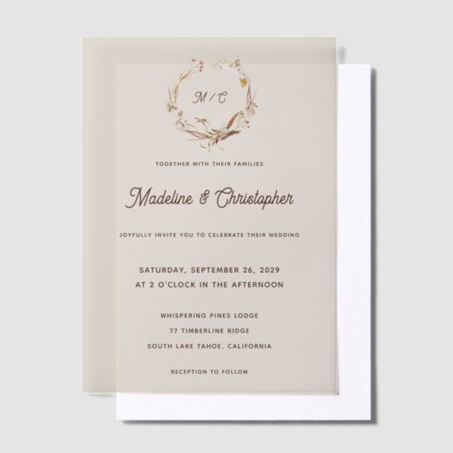 Invitations En Vélin Mariage de monogramme du Ranch occidental rustique (Compenser)