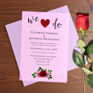 Invitations En Vélin Mariage de roses rouges et roses