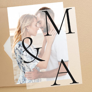 Invitations En Vélin Mariage de superposition minimaliste moderne
