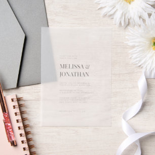 Invitations En Vélin Mariage de typographie classique minimaliste