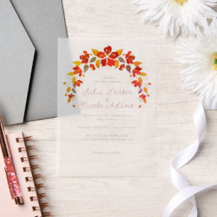 Invitations En Vélin Mariage d'hibiscus tropicaux d'Orange brulé