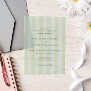 Invitations En Vélin Mariage élégant aux rayures vertes modernes
