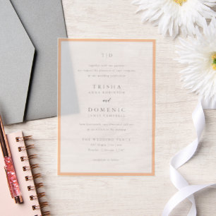 Invitations En Vélin Mariage élégant moderne avec monogramme pêche