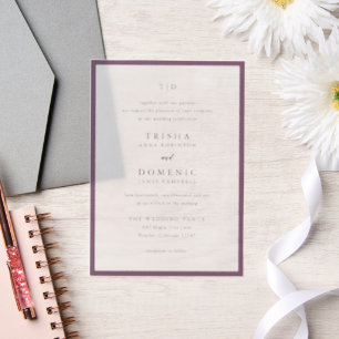 Invitations En Vélin Mariage élégant moderne monogramme violet