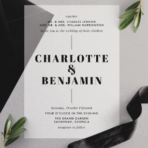 Invitations En Vélin Mariage élégant moderne noir