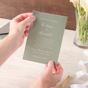 Invitations En Vélin Mariage élégant vert classique discret